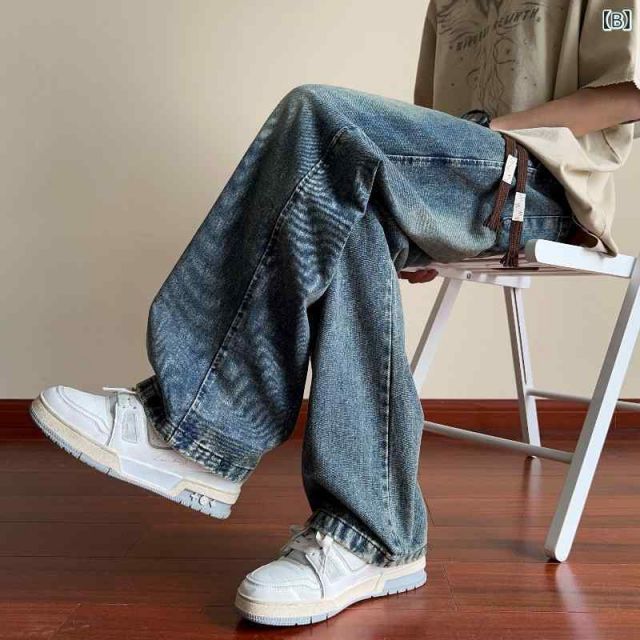 4XL]メンズ ファッション 服 男性用 オシャレ シンプル 大人 [4XL ] メンズ ファッション 服 男性用 オシャレ シンプル 大人 かっこいい 大きいサイズ ストリート 紳士服 ジーンズ 春秋 パンツ アメリカン レトロ マイルド ストレート レッグ ワイド