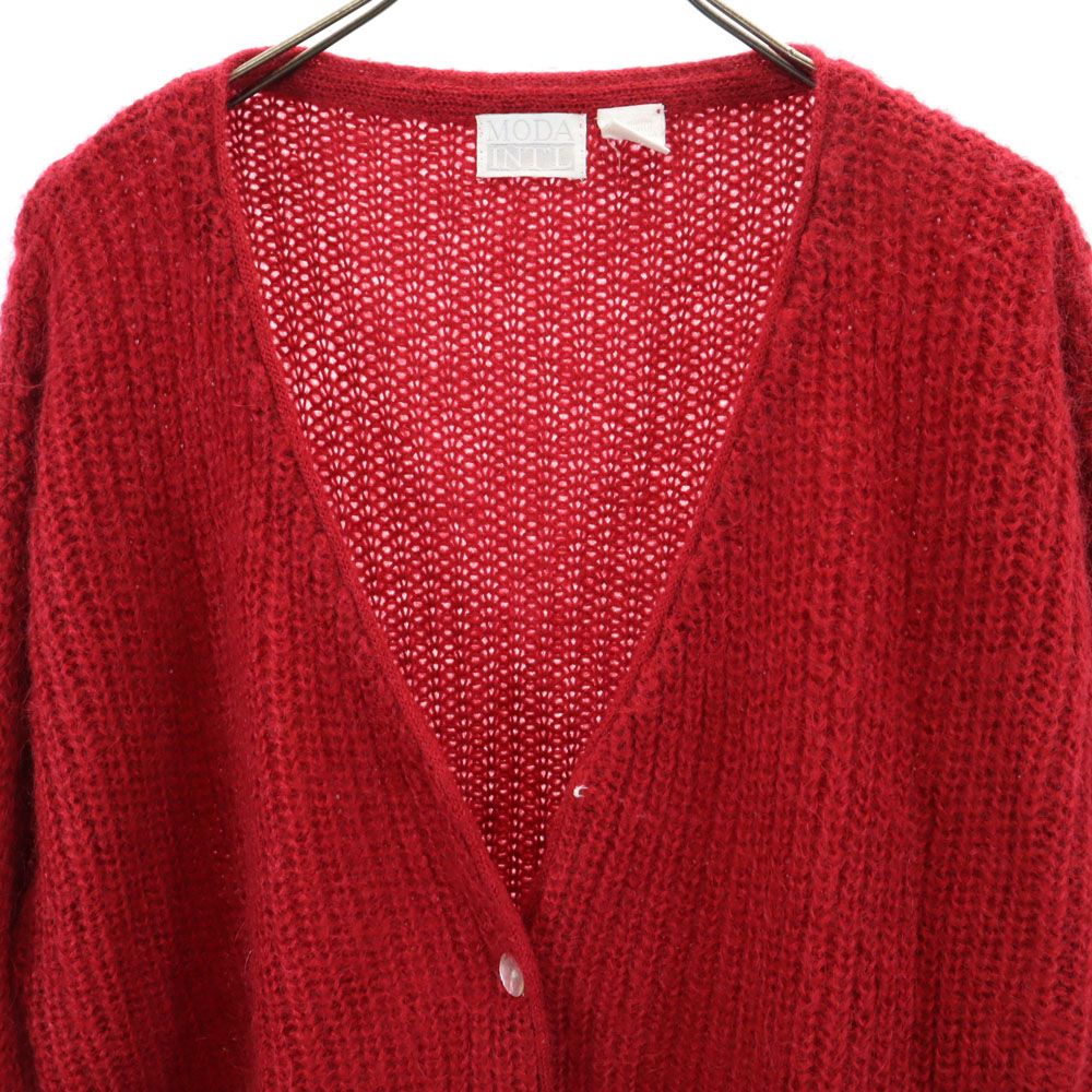 MODA INT'L 80s モヘアブレンド ヴィンテージ 長袖 ニットカーディガン L レッド MODA INT'L レディース MODA INT'L 80s モヘアブレンド ヴィンテージ 長袖 ニットカーディガン