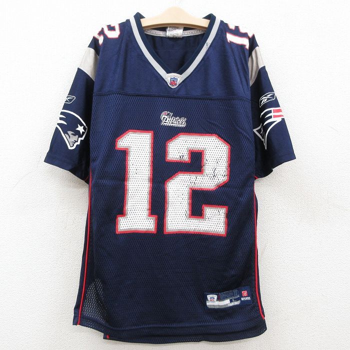 古着 リーボック 半袖 ビンテージ フットボール Tシャツ キッズ ボーイズ 子供服 00s NFL ニューイングランドペイトリオッツ トムブレディ 