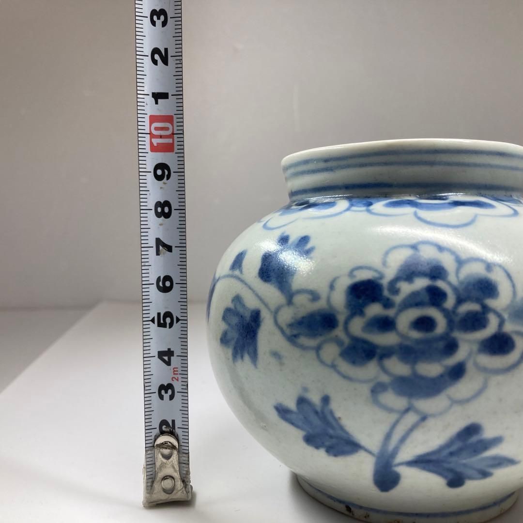 李朝　上手　染付　丸壺　箱付　高さ9.7㎝　トトチ　東な6-1228☆2F 李朝 上手 染付 丸壺 箱付 高さ9.7㎝ トトチ 東な6-1228☆2F - メルカリ