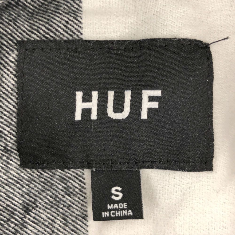 ハフ ブロックチェック 長袖 シャツ S ブラック×ホワイト HUF メンズ