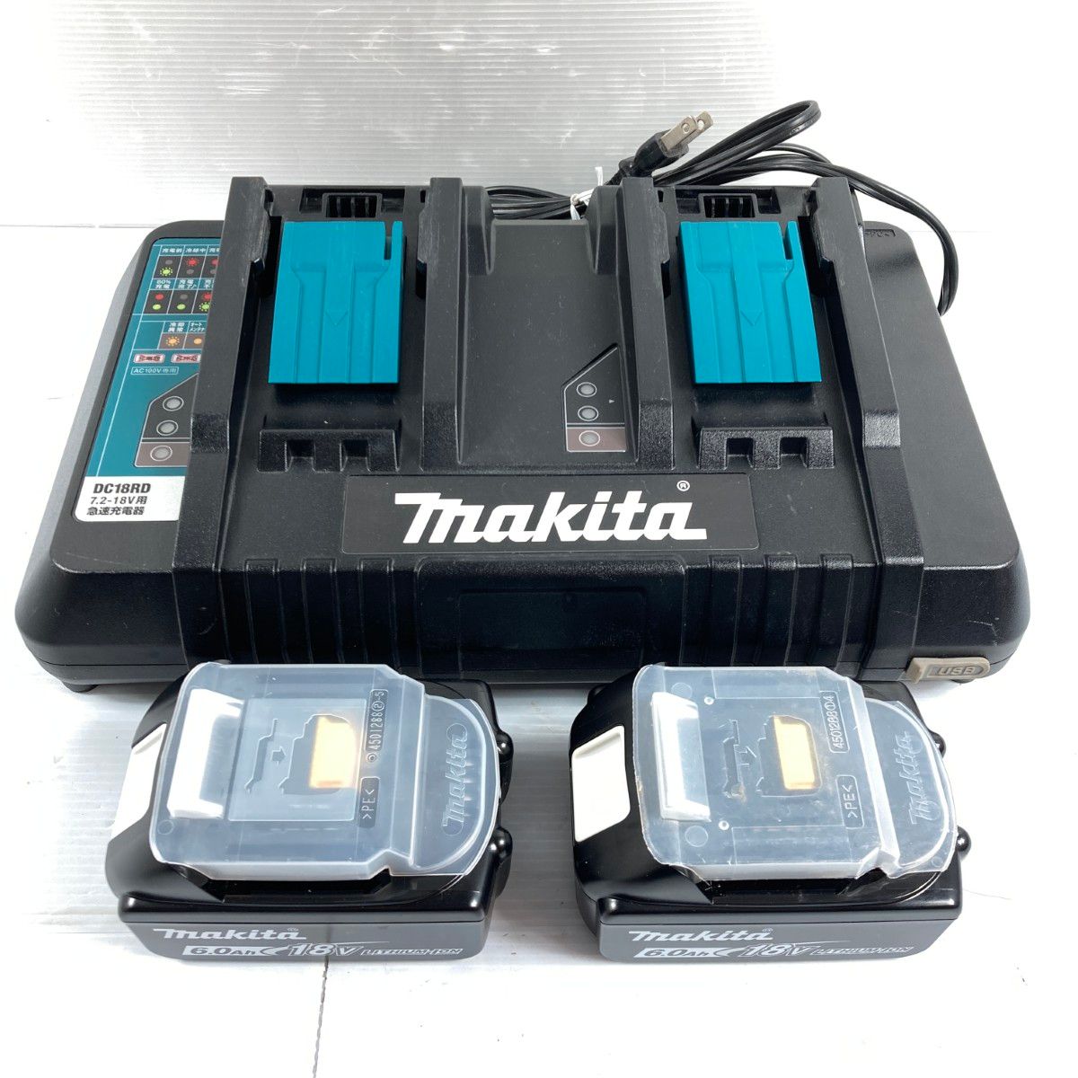 ＊＊MAKITA マキタ 2口急速充電器 - 18V|6.0Ah純正バッテリx2個 セット PSEマークあり DC18RD