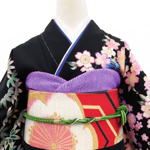 振袖用 袋帯 フォーマル リサイクル 振袖 成人式 結婚式 正絹 京都 西陣 金糸 ラメ糸 赤 梅 亀甲 花 中古 仕立て上がり みやがわ sb53999 中古】 振袖用 袋帯 フォーマル リサイクル 振袖 成人式 結婚式 正絹