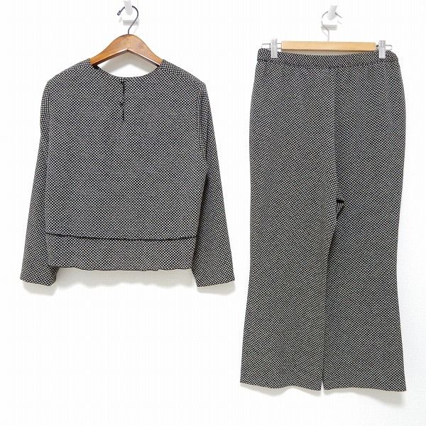 anc シセンドウ 詩仙堂 ヒトシタムラ セットアップ ツーピース ちりめん グレー 黒 鹿の子柄 パンツ レディース 967160