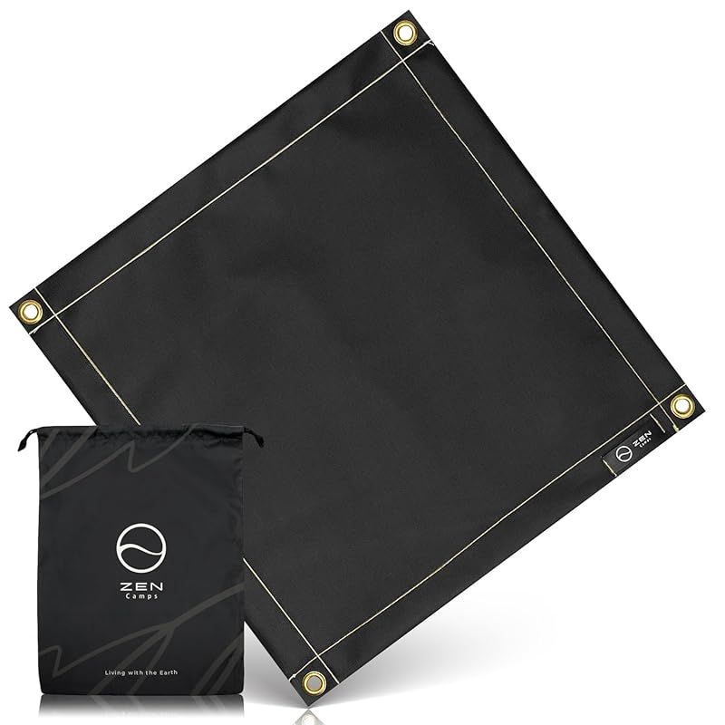 ZEN Camps 焚き火シート スパッタシート 焚き火台シート チクチクしない シリコン ブラック 黒 耐火 耐熱 防炎 防火 シート キャンプ 芝生保護 日本ブランド 50 50cm オリジナル収納袋付