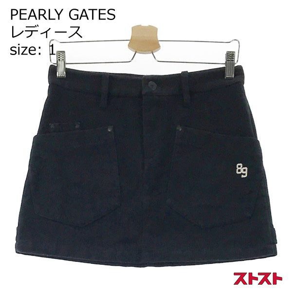 PEARLY GATES パーリーゲイツ 裏起毛スカート ロゴ刺繍 ネイビー