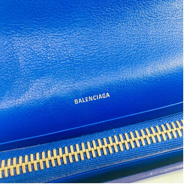 美品 保存袋 BALENCIAGA バレンシアガ 長財布 ウォレット 青 ブルー 