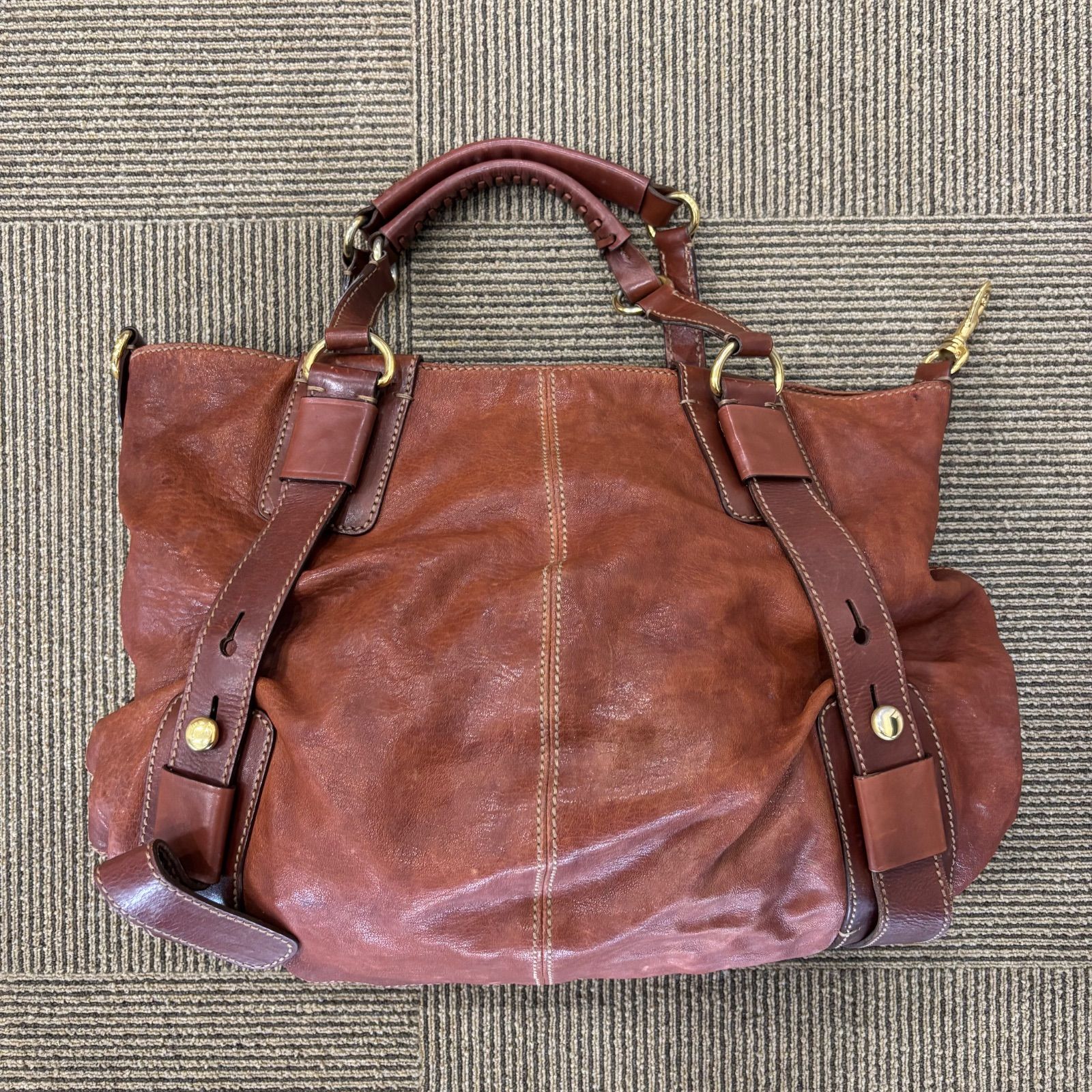 ⓇDOLCE-GABBANA ドルチェ＆ガッバーナ ボストンバッグ レザー ブラウン バッグ ビンテージ AGATA