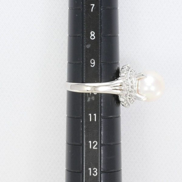 PT900 リング 指輪 10号 パール（真珠） 約9mm ダイヤ 0.40 総重量約