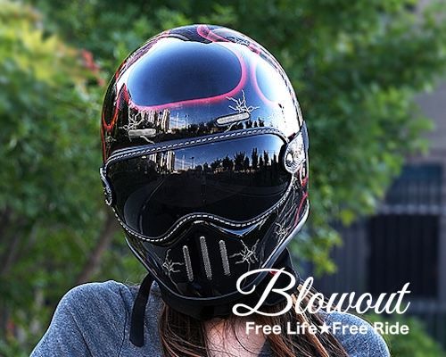 Blowout REDフレイムス ヘルメット フルフェイス ジェットヘルメット ハーレー チョッパー