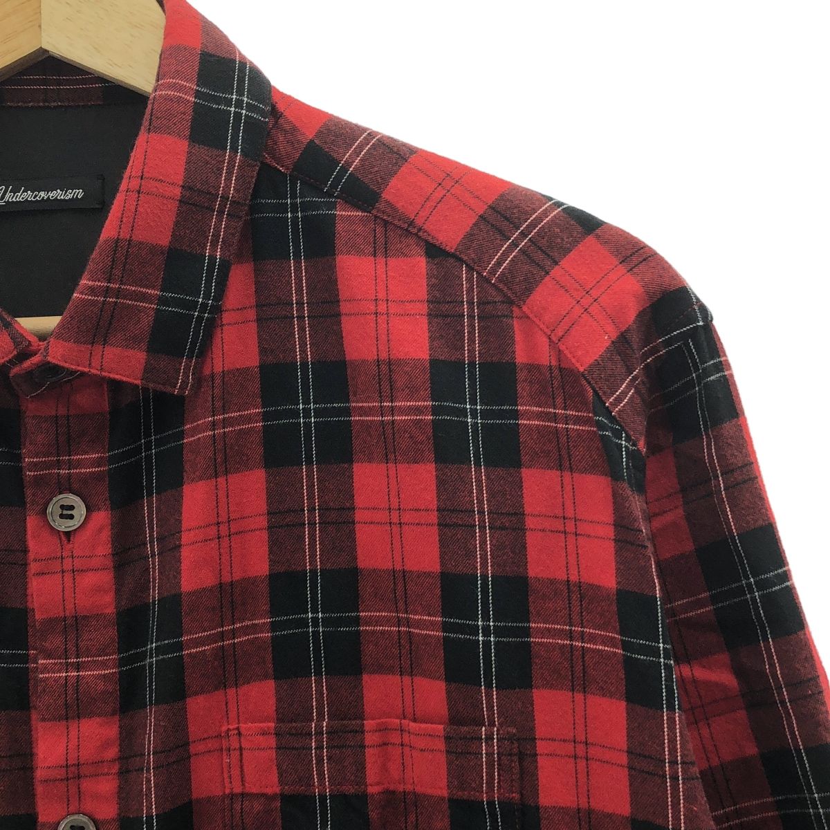 UNDERCOVERISM | アンダーカバイズム | 2021AW | コットンCKユガミ切替BB チェックロングシャツ | 2 | レッド | ブラック | メンズ