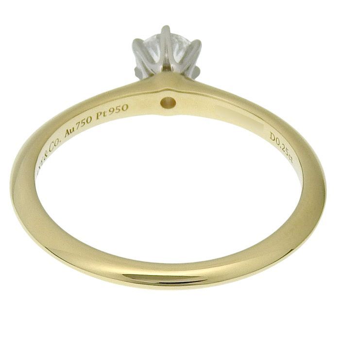 TIFFANY & Co. ティファニー ソリティア ダイヤ リング K18YG/Pt950  