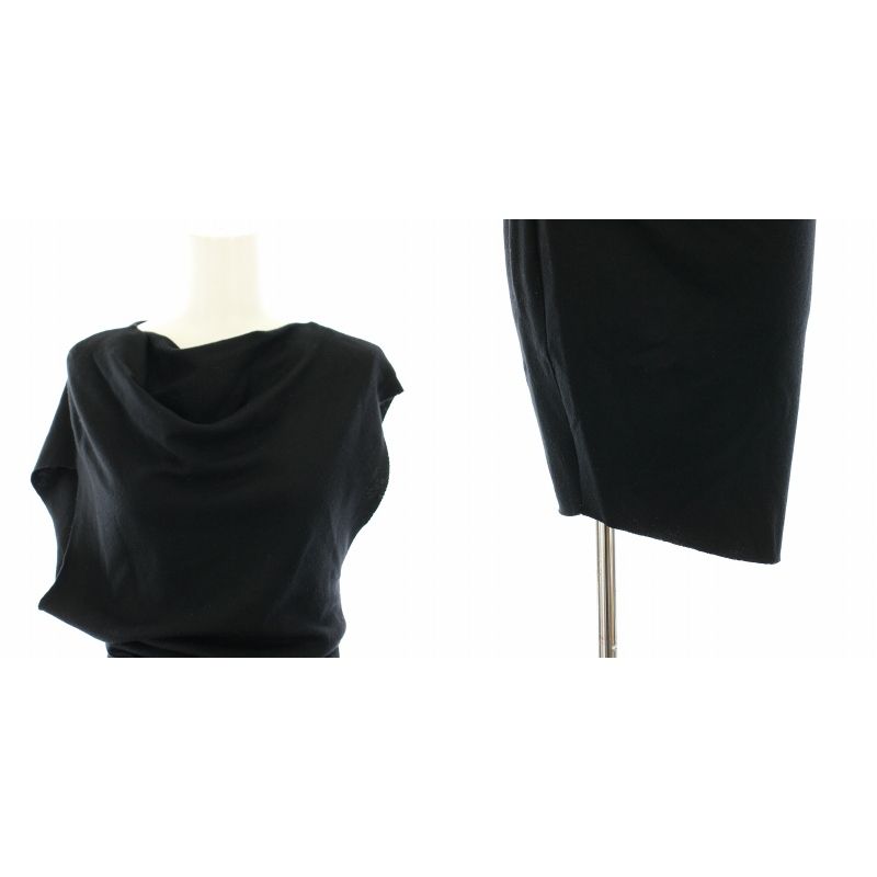 初期HELMUT LANG ヘルムートラング 黒 ノースリーブワンピース M ヘルムートラング HELMUT LANG ニットワンピース ひざ丈 半袖