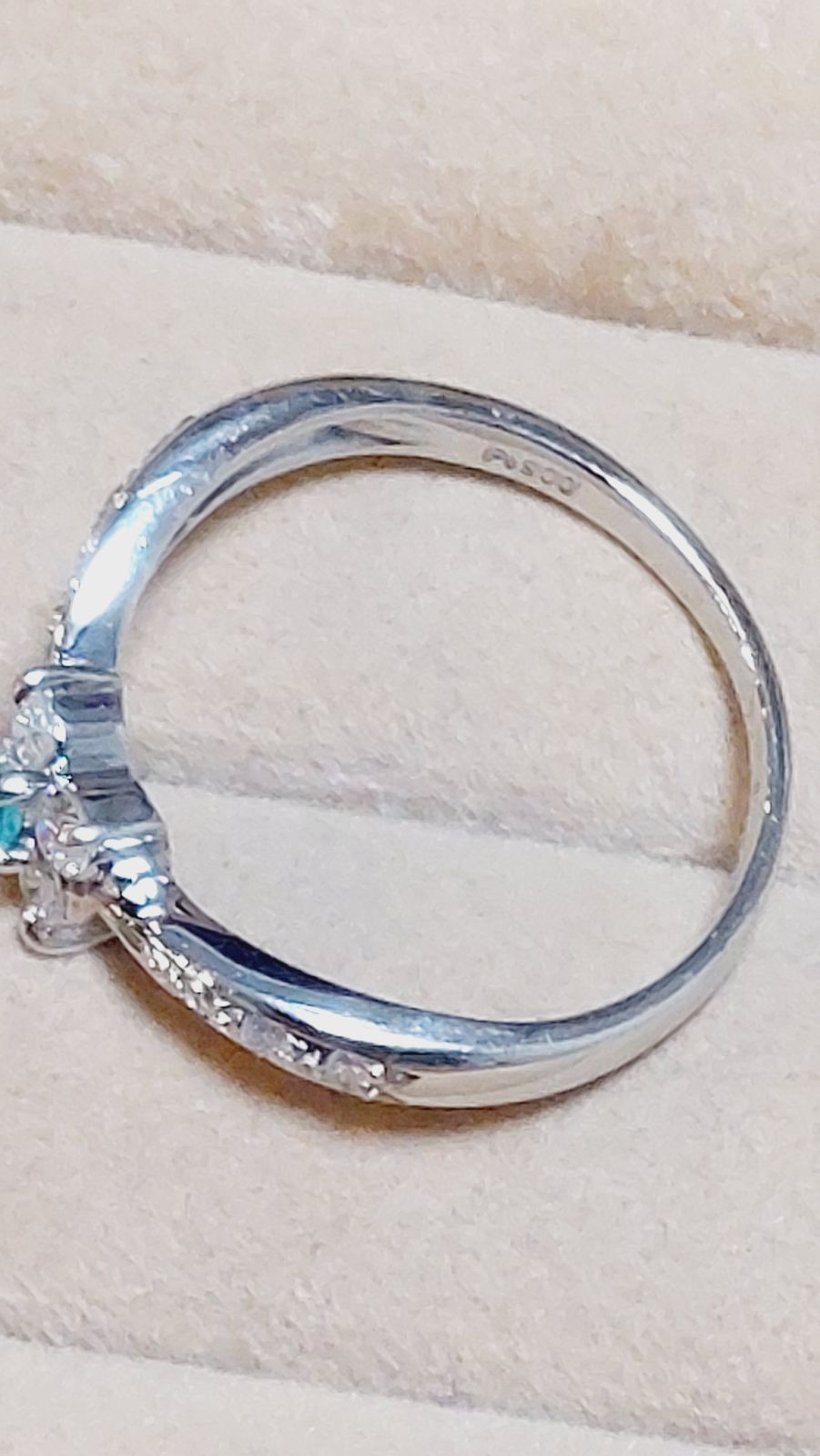 PT900パライバトルマリン0.04ダイヤ0.27きらりんリング