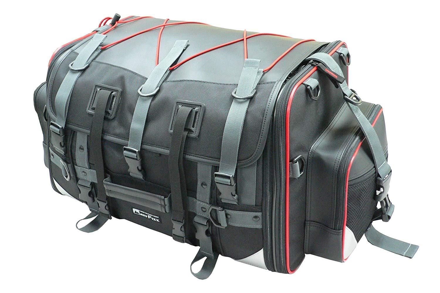 【新品・2営業日で発送】タナックス(TANAX) motofizz モトフィズ)キャンピング シートバッグ2 59⇔75リットル ブラック 【赤パイピング仕様】 MFK-102R3