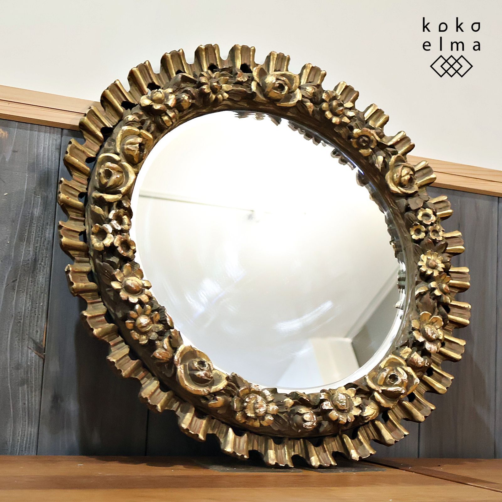 アンティーク調 ウォールミラー ラウンドミラー 円形 丸鏡 販売済み