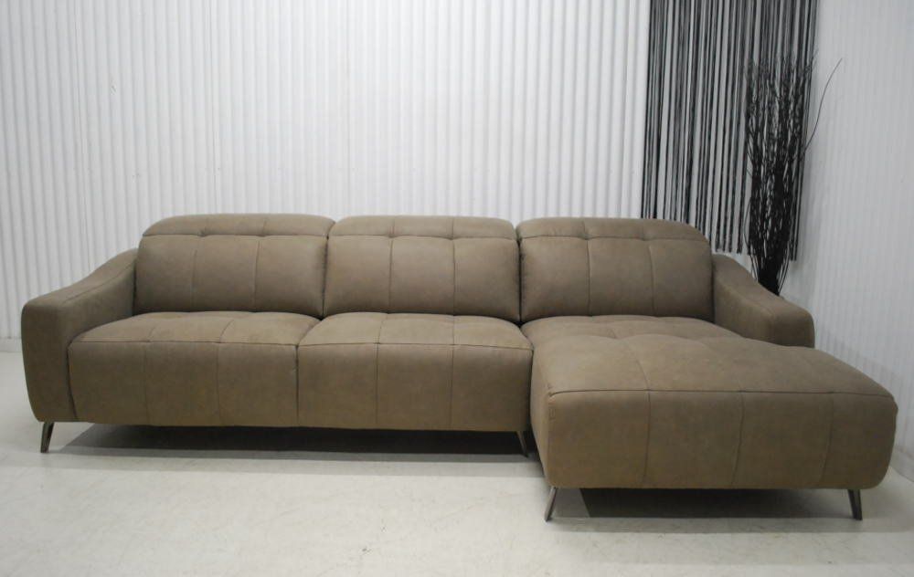 アウトレット 現品限り 大 一部 ヘッドレスギア付き L型カウチソファーセット スタイリッシュモダンデザイン