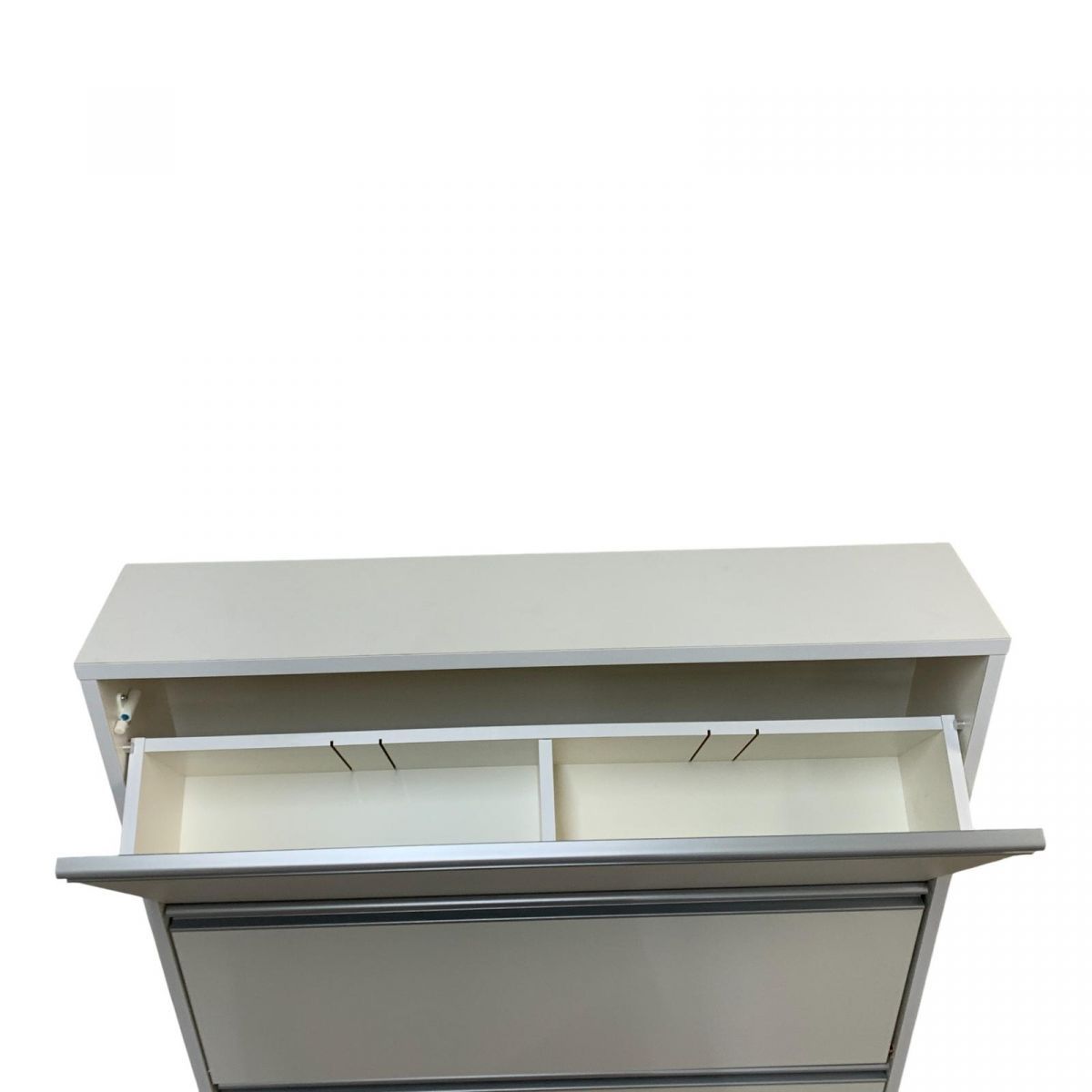 木製シューズBOX 3段 幅90cm 川口工器 ホワイト SBS-943 ガイド板付き GMK853617相