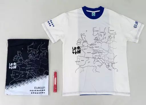 中古】Tシャツ 復刻EURO21Tシャツ ホワイト×ブルー Mサイズ