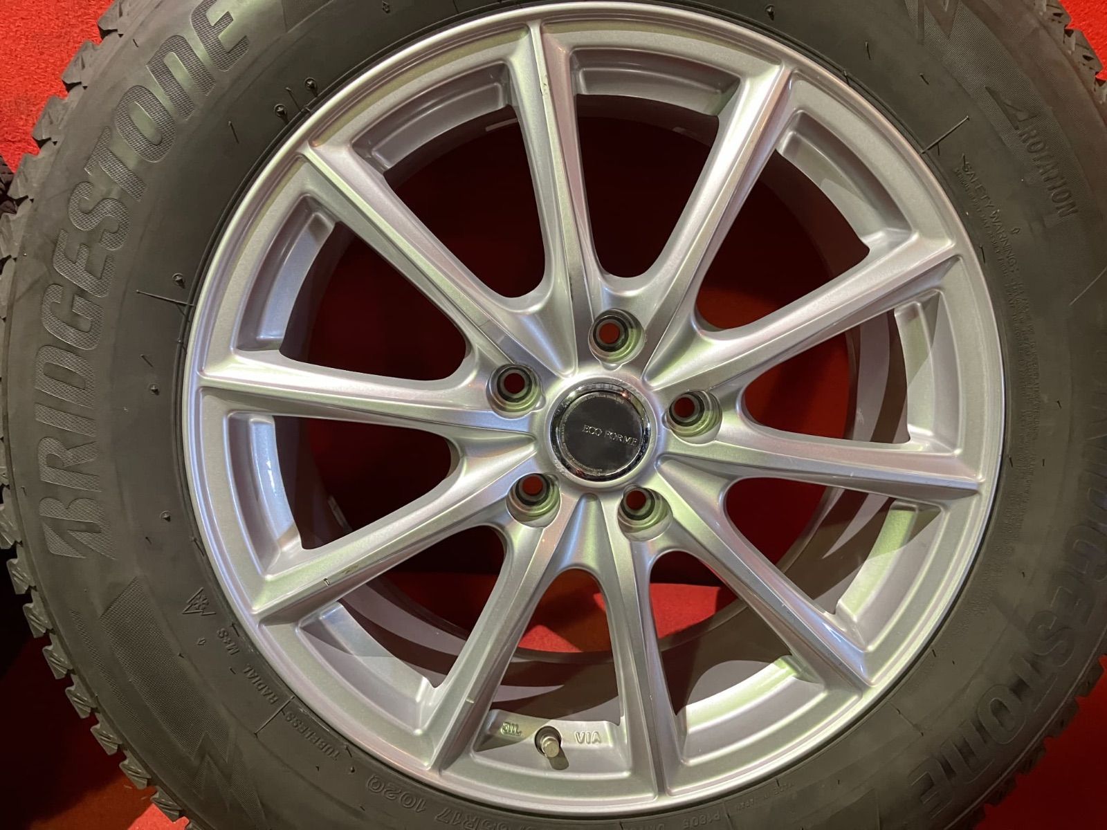 スタッドレスタイヤホイールセット 225|65R17 BRIDGESTONE DM-V3 17x7.0J 45 114.3|5H 社外 エコフォルム 4本SET