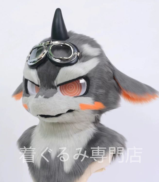 ファースーツ 着ぐるみセット 灰色 ケモノ ファースーツ 全頭ヘッド ぬいぐるみ コスプレ コスチューム 一点物