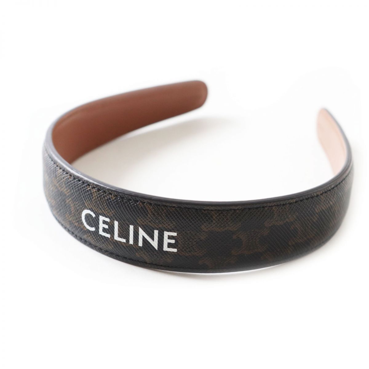 3cm外側極美品◎イタリア製 CELINE セリーヌ 46Z952CCT レディース トリオンフ カチューシャ／ヘアバンド GOLD／TAN ゴールド／タン