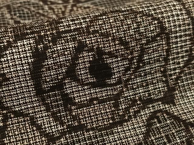 平和屋着物○本場大島紬 泥染め 割込み絣 格子花文 正絹 逸品  