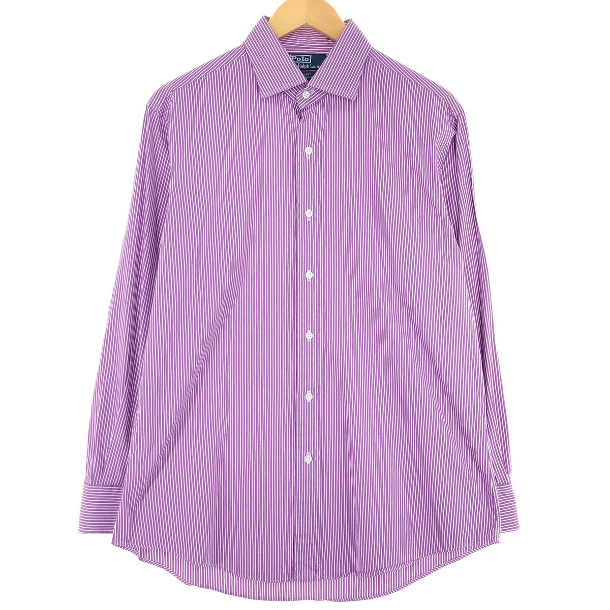 古着 ラルフローレン Ralph Lauren POLO by Ralph Lauren REGENT CUSTOM FIT ワイドカラー 長袖 ストライプシャツ メンズL/eaa427850