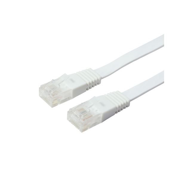 （まとめ）MCO カテ5eストレートLANケーブル フラットタイプ 幅7.2mm 厚さ1.5mm ホワイト 5m ZLN-FL05WH
