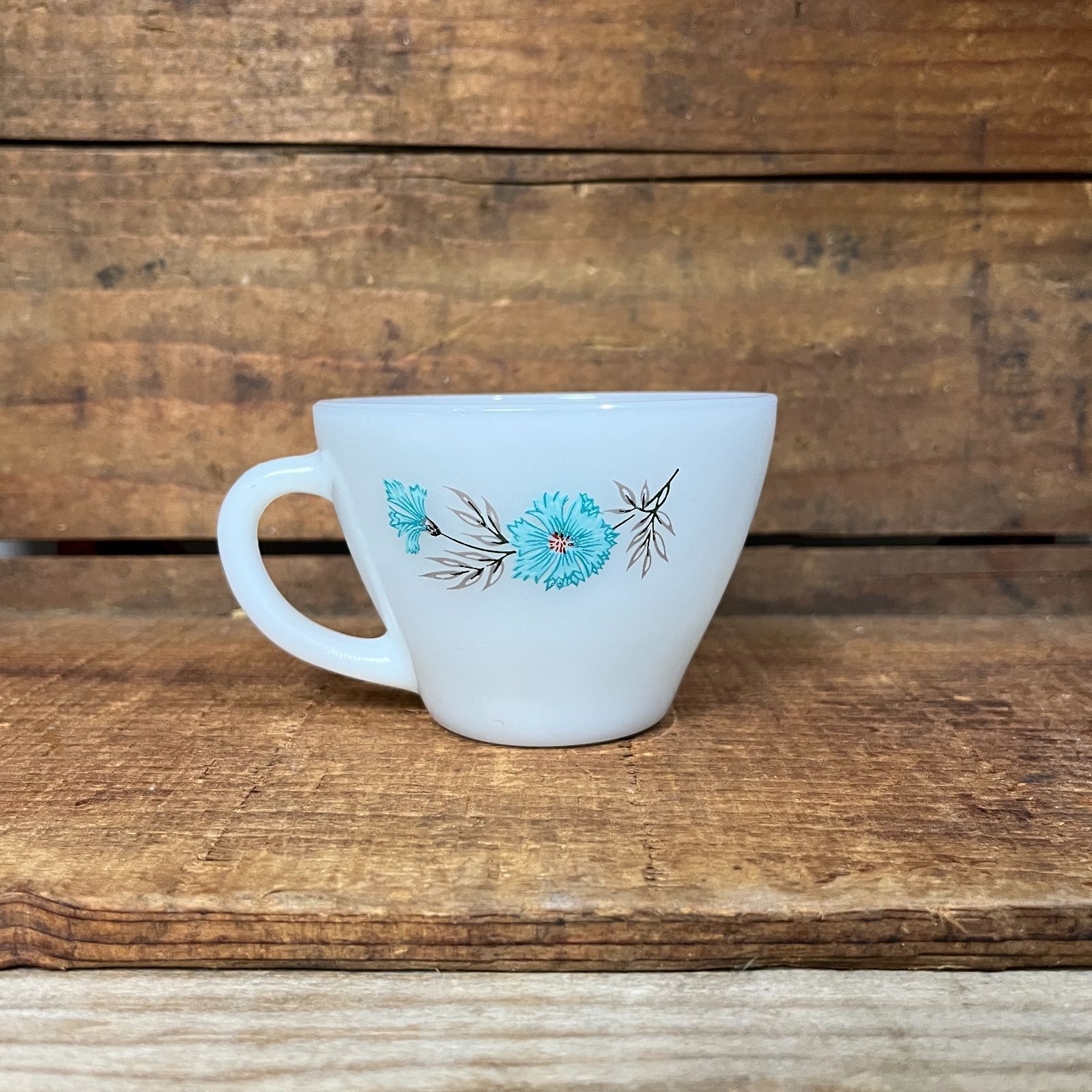 ★ Fire King 350 ブルーライン　レストランウェア グラス / マグ】50s Fire King (ファイヤーキング) 花柄