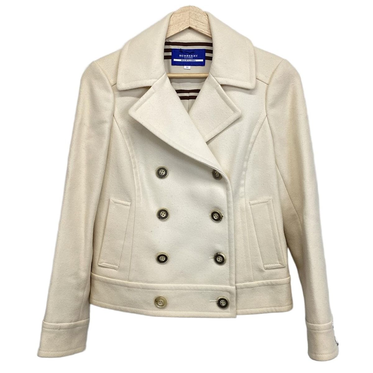 Burberry Blue Label バーバリーブルーレーベル Pコート サイズ38 M レディース - アイボリー 長袖|ショート丈|秋|冬
