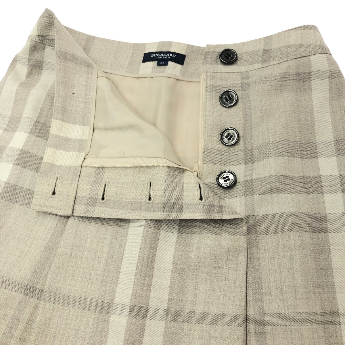 美品✨【バーバリーズ】ウール100%巻きプリーツスカート ノバチェック ベージュ Burberry's バーバリーズ ノバチェック柄 プリーツ スカート サイズ:S
