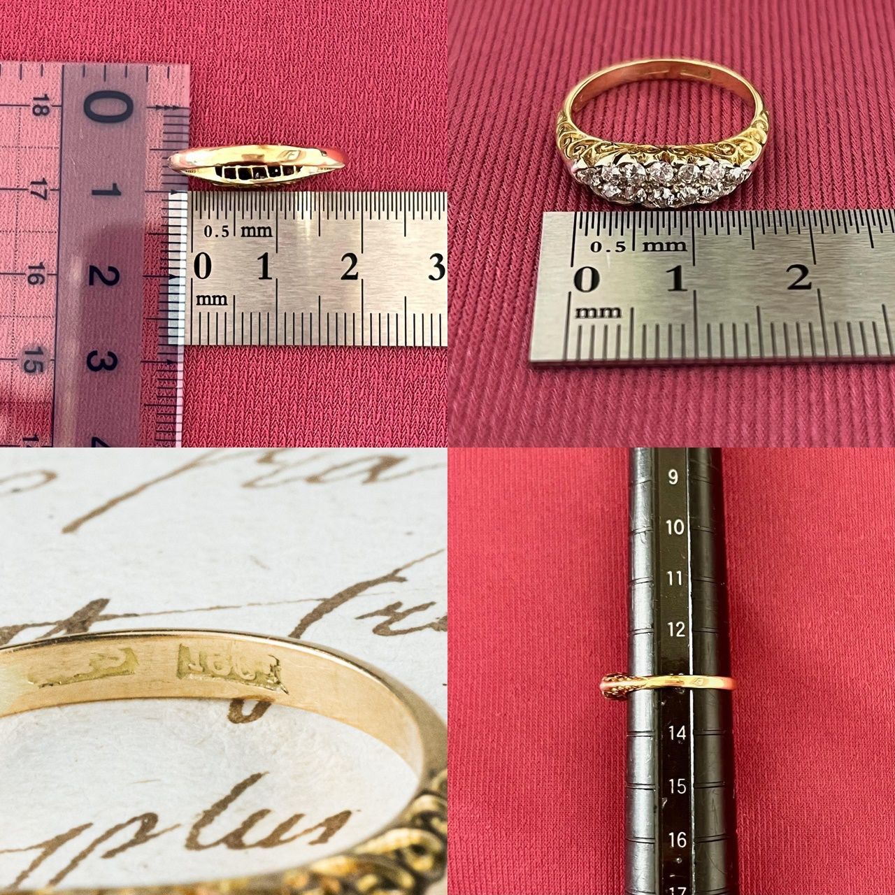 SALE❗️アンティーク☆輪投げ☆希少品ですっ 日本の作品】昭和レトロ 箱爪 デザイン リング 指輪 K14 WG