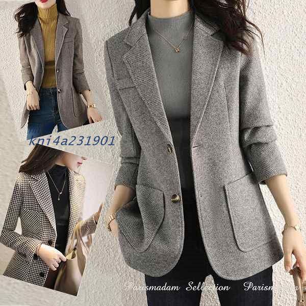 テーラードジャケット ブレザー シングルジャケット 定番 ビジネス 上品 大きいサイズ有り Ｓから3L 通勤通学20代30代40代50代60代 長袖 kni4a231901