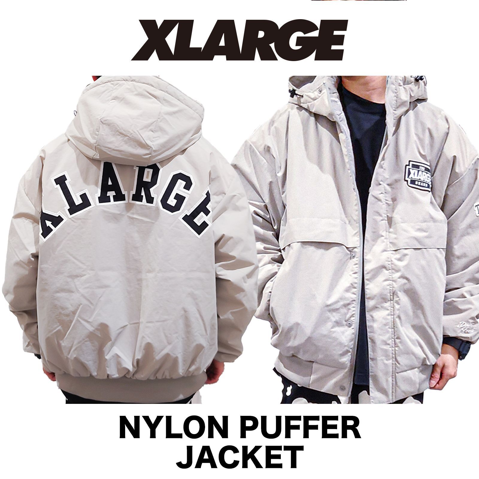 XLARGE（エクストララージ）グレー NYLON PUFFER JACKET 101233021006