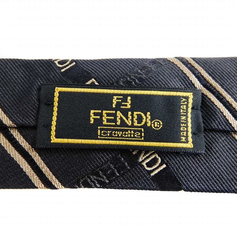 フェンディ FENDI ネクタイ ワイドタイ イタリア製 シルク ロゴ 刺繍 
