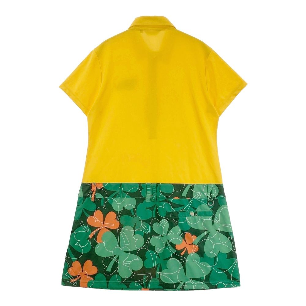 サイズ LL LOUD MOUTH ラウドマウス 半袖ワンピース クローバー総柄 ラッキーオレンジ イエロー系 240101544193 ゴルフウェア レディース ストスト