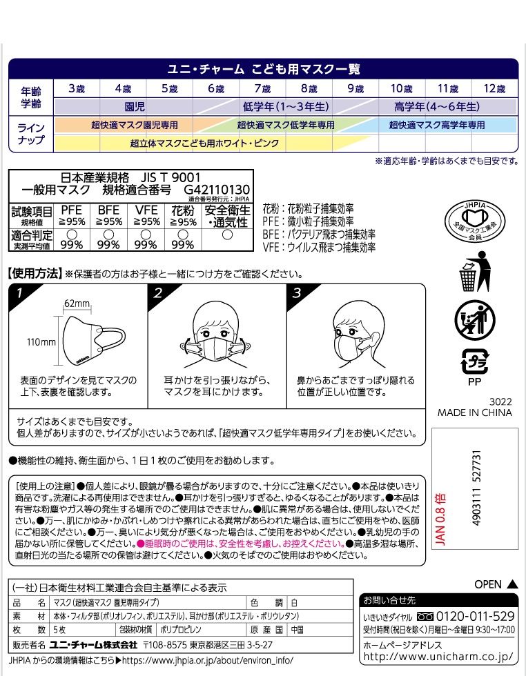 ロマンチック まとめ買い-80点セット 超快適マスク園児 タイプ５枚 ユニ チャーム ユニチャーム マスク