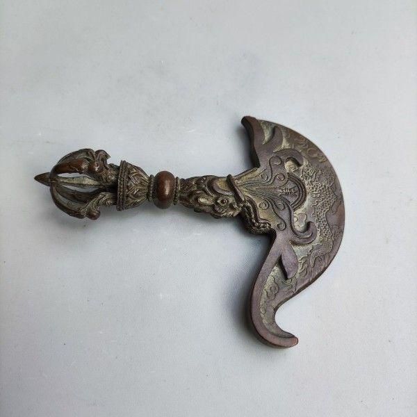 銅製 法器「竜頭降魔杵」金剛杵 鎮宅 辟邪 開運 風水 招財 置物 工芸