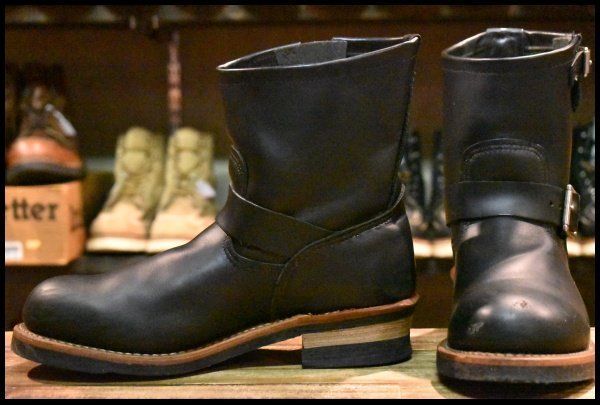 8.5D 11年 レッドウィング 2976 ショート エンジニア 黒 ブラッククローム スチールトゥ プルオン ブーツ redwing HOPESMORE FE441