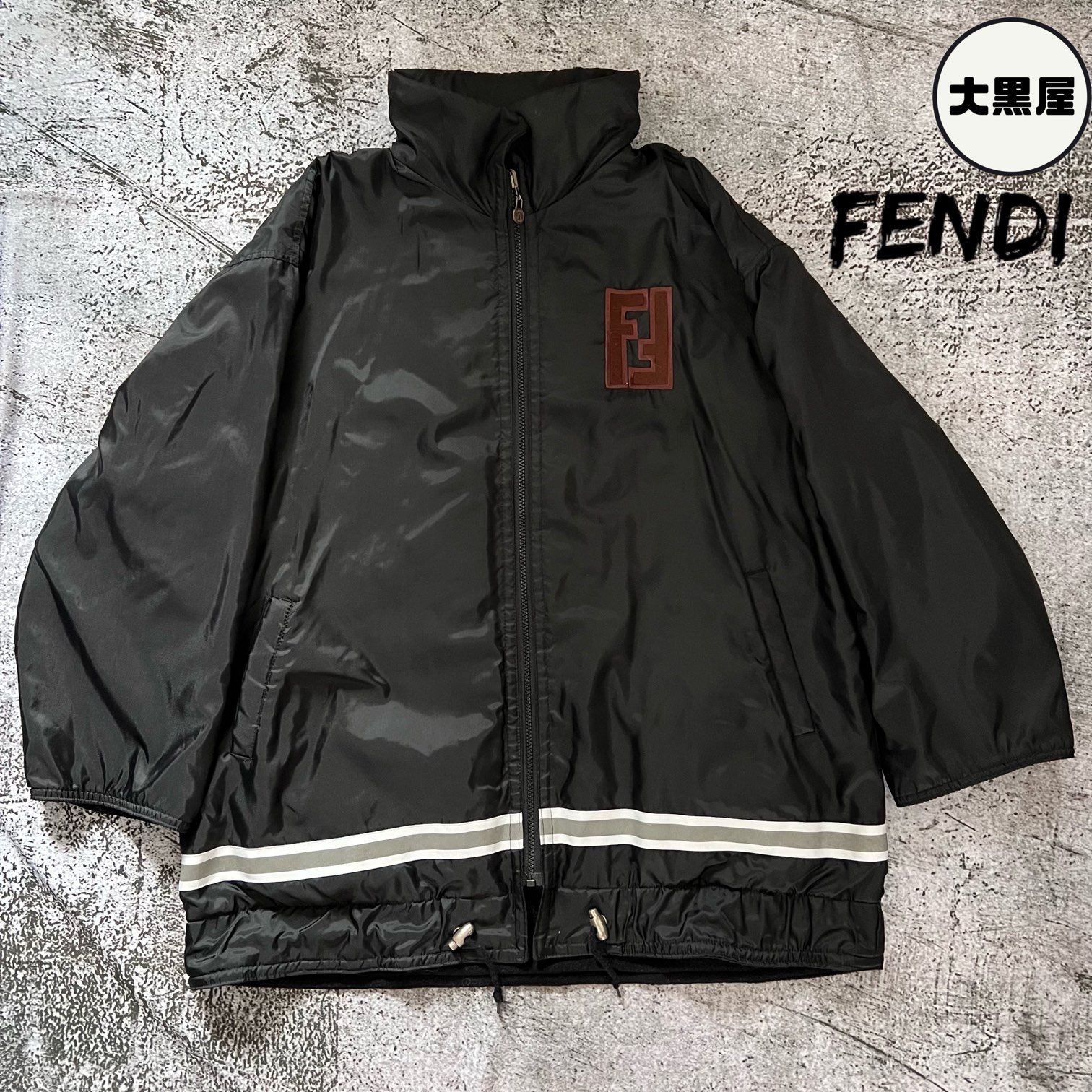 80's FENDI フェンディ ジャケット ビッグロゴ ロゴ フーディー ジップ