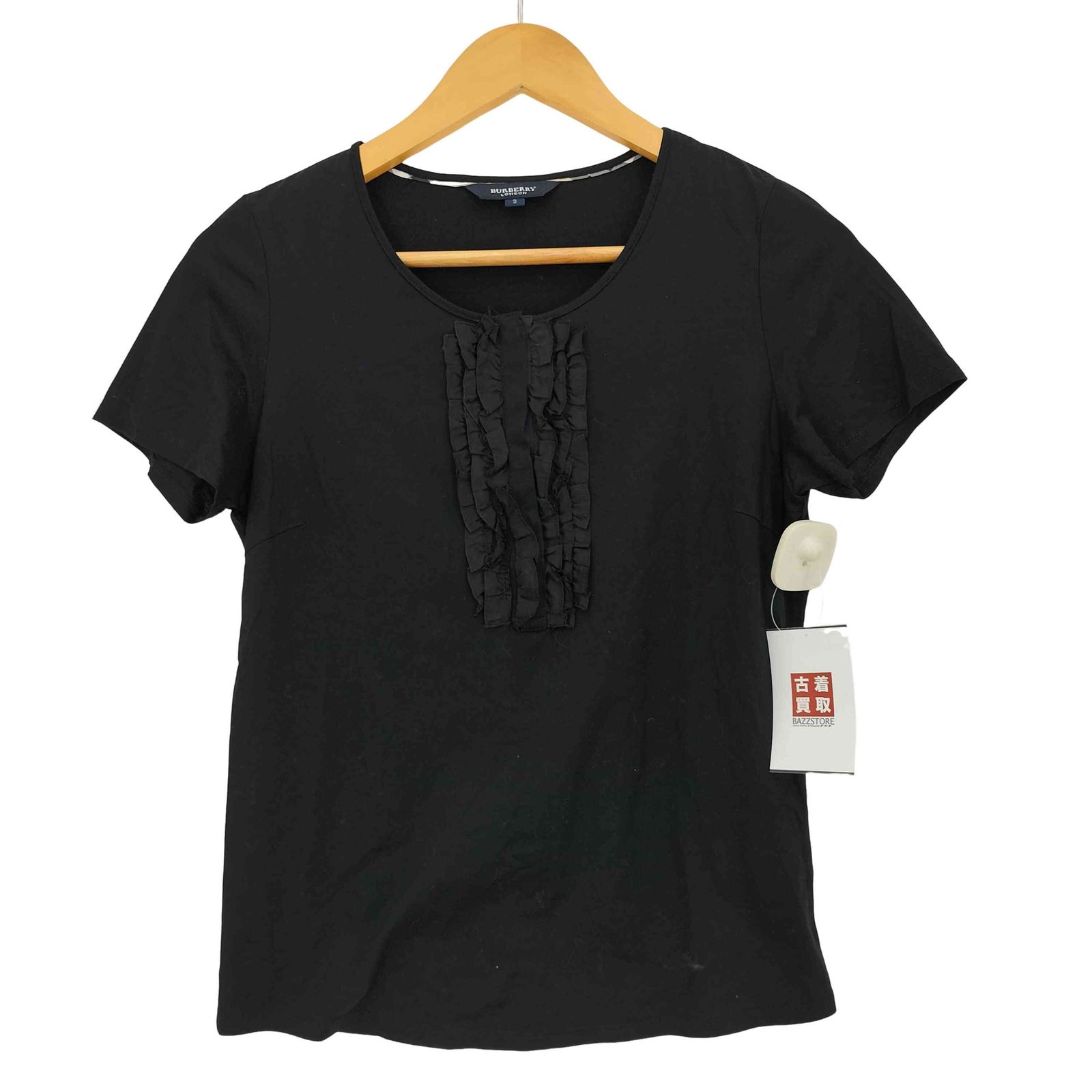 BURBERRY LONDON(バーバリーロンドン) フリル ヘンリーネック Tシャツ レディース  2 中古 古着 0246 バーバリーロンドン BURBERRY LONDON フリル ヘンリーネック T