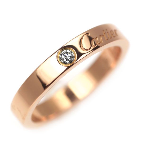 カルティエ/エングレーブド Cドゥ リング 1Pダイヤモンド #45号