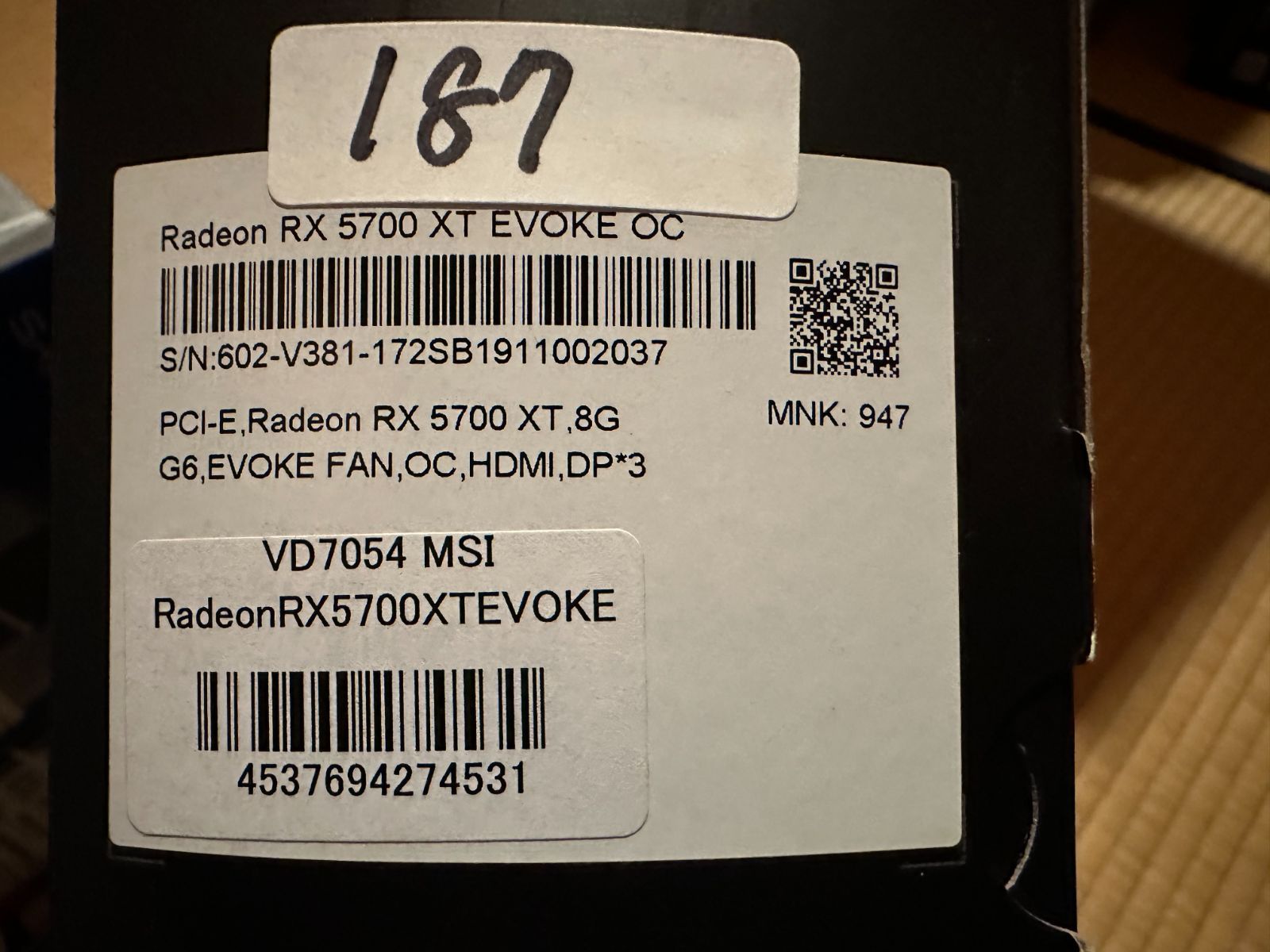 MSI Radeon RX 5700 XT EVOKE OC VD7054