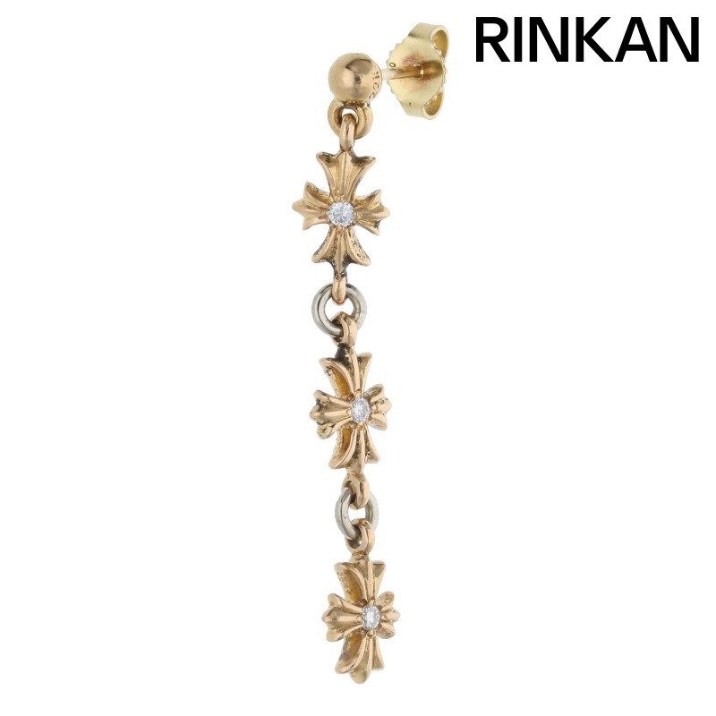 クロムハーツ  22K TINY E CH PLS 3DIA/タイニーECHプラス3ドロップ 3ダイヤゴールドピアス メンズ