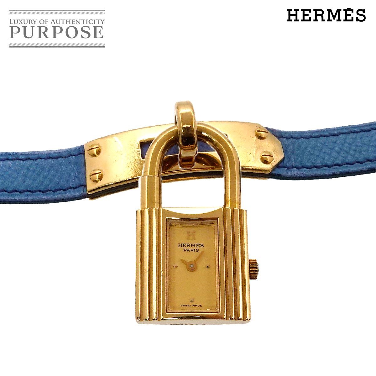 エルメス HERMES ケリーウォッチ レディース 腕時計 ゴールド ブルー クォーツ ウォッチ カデナ Kelly Watch 90285686