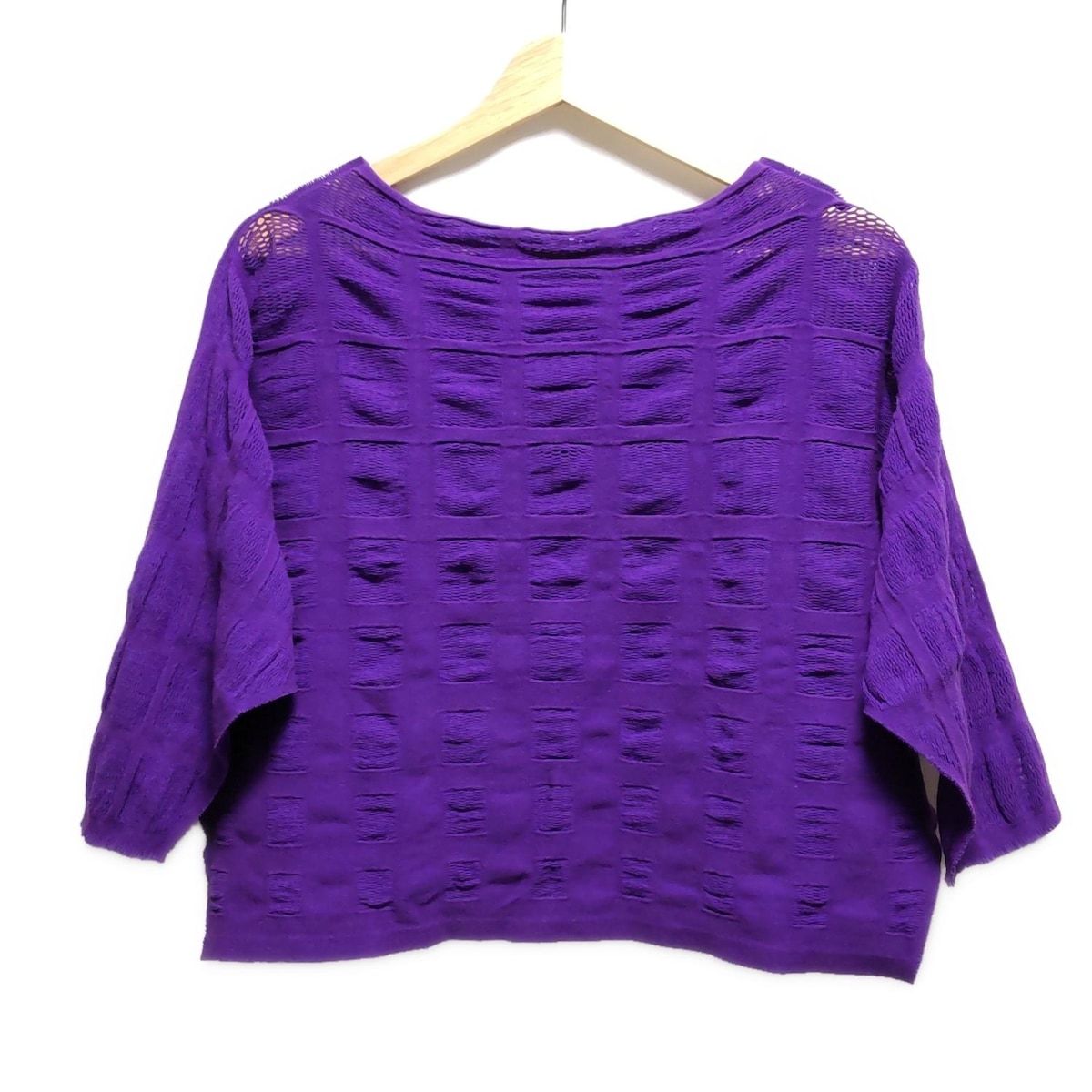 A.POC イッセイミヤケ 七分袖カットソー サイズ2 M レディース - パープル チェック柄