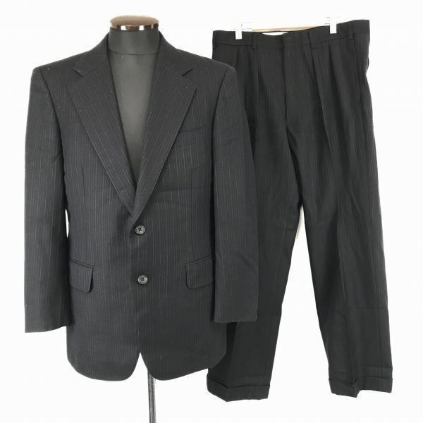 90s以前ビンテージ| Burberrys|バーバリー セットアップ|スーツ上下 メンズ96-86-170AB5|黒|ブラックストライプ |Made in Japan◆XBF691<sale>