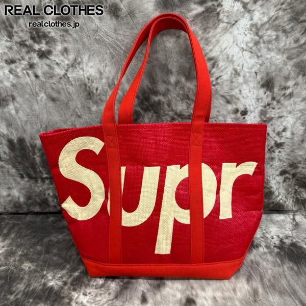 【未使用級✨20SS ラフィア】シュプリーム　トートバッグ　デカロゴ　ブラック Supreme シュプリーム 20SS Raffia Tote ロゴ ラフィア トート