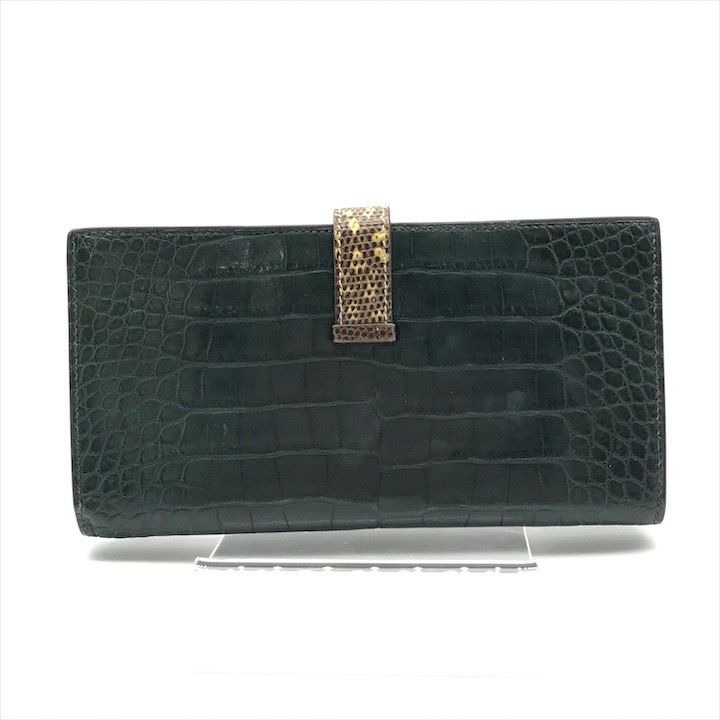 良品 HERMES エルメス ベアンスフレ クロコ リザード SV金具 X